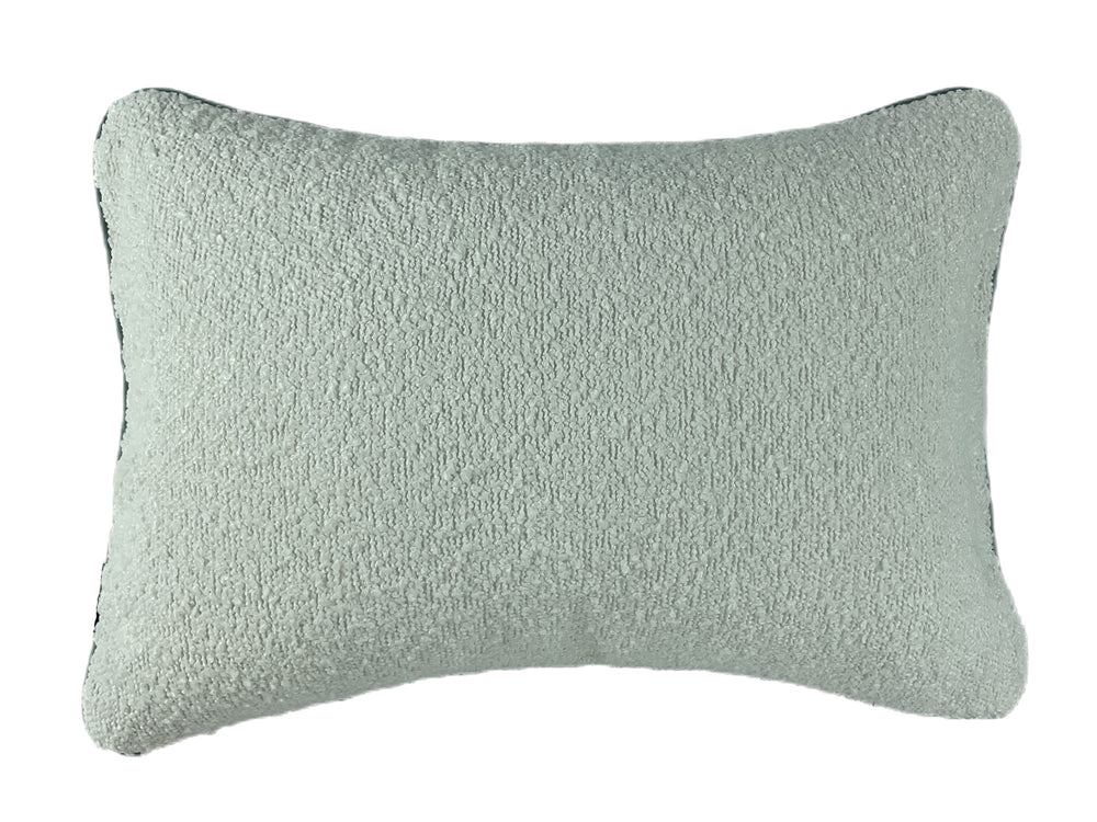 Double Sided Boucle Cushion with Contrast Seafoam Piping 30x45
