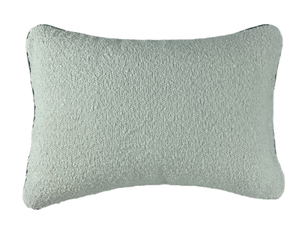 Double Sided Boucle Cushion with Contrast Seafoam Piping 30x45