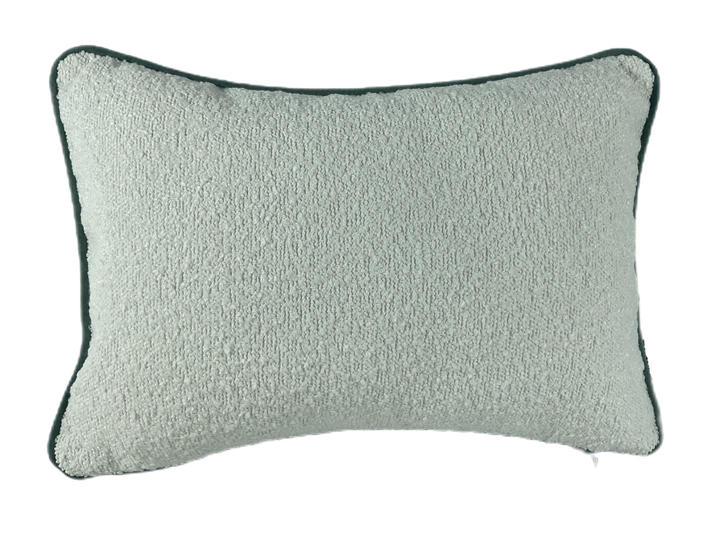 Double Sided Boucle Cushion with Contrast Seafoam Piping 30x45