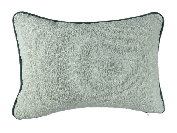 Double Sided Boucle Cushion with Contrast Seafoam Piping 30x45