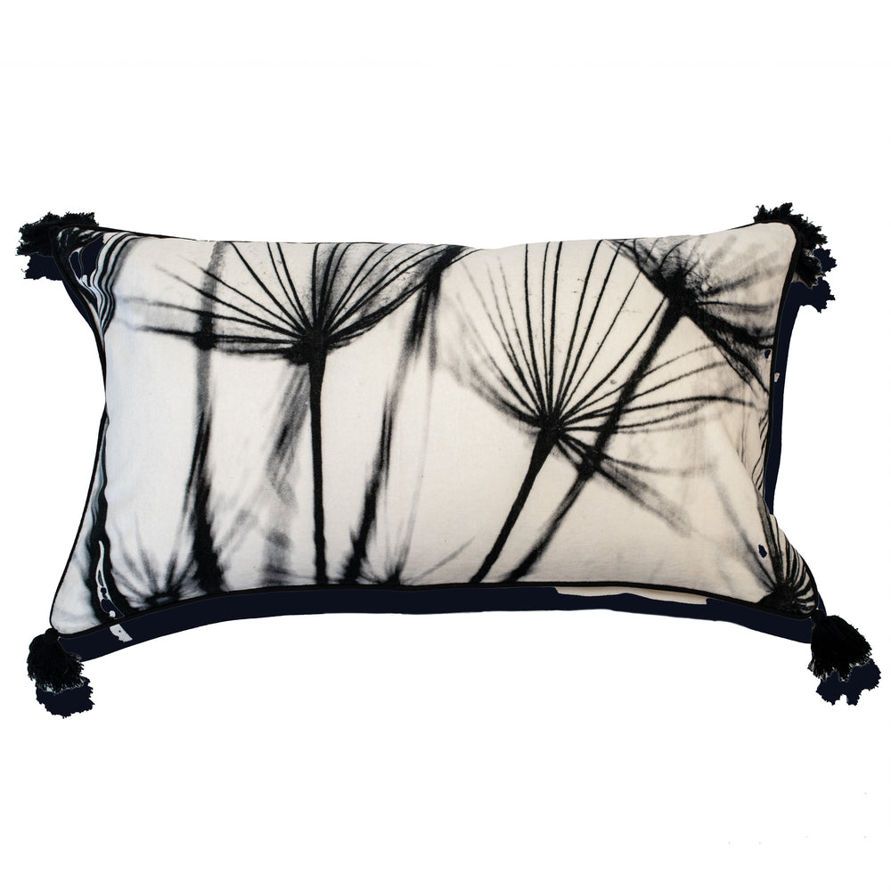 Mono Printed Dandelions on Velvet with Tassels 35x65