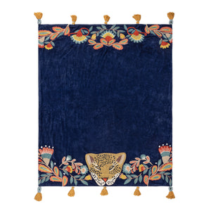 Regal Leopard 125x150 Throw Royal Blue