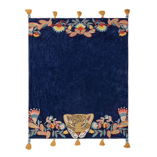 REGAL LEOPARD 125X150 THROW ROYAL BLUE