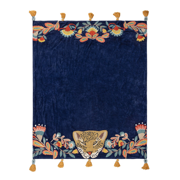 Regal Leopard 125x150 Throw Royal Blue