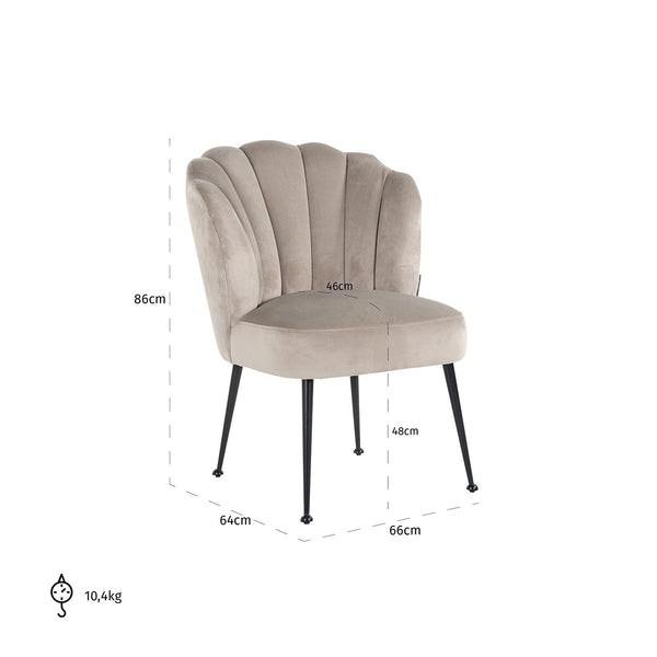 Chair Pippa Khaki Velvet / Black (quartz Khaki 903)