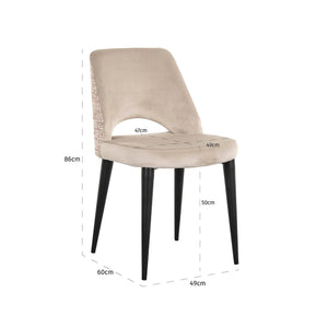 Chair Tabitha Khaki Velvet / Trendy Rose (be Trendy 1673 Rose)