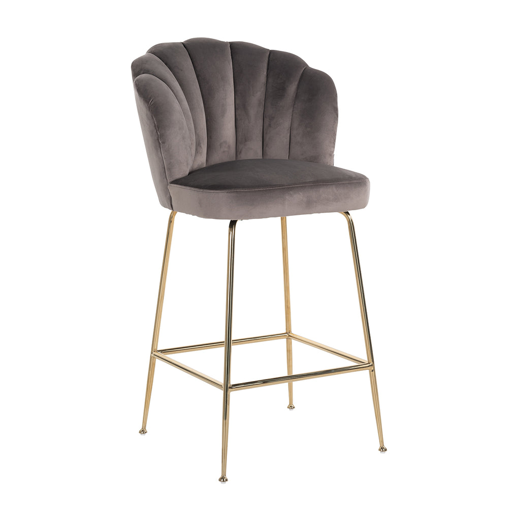 Bar stool Pippa Stone velvet / gold (Quartz Stone 101)