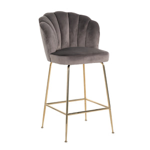 Bar stool Pippa Stone velvet / gold (Quartz Stone 101)