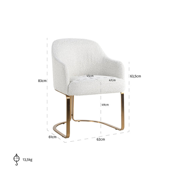 Chair Hadley White Bouclé Fire Retardant (fr – Copenhagen 900 Bouclé White) – Richmond Interiors