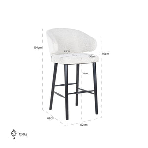 Bar Stool Indigo White Bouclé (copenhagen 900 Bouclé White)