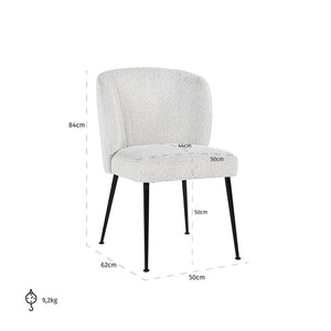 Chair Fallon White Bouclé / Black (copenhagen 900 Bouclé White)