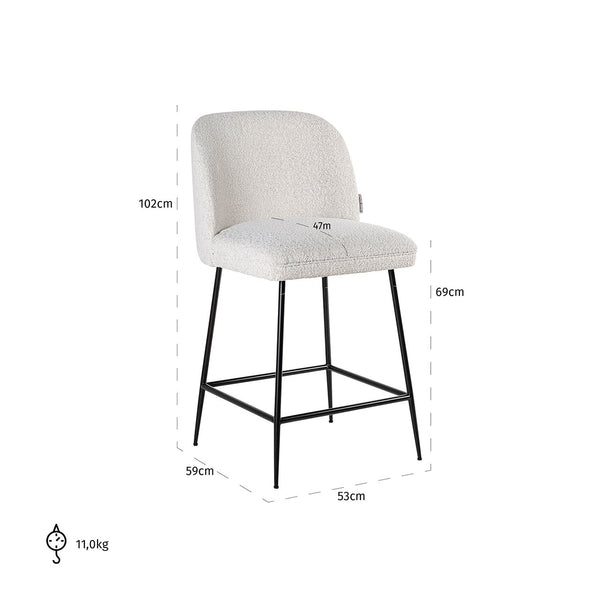 Counter Stool Pullitzer White Bouclé / Black (copenhagen 900 Bouclé White)