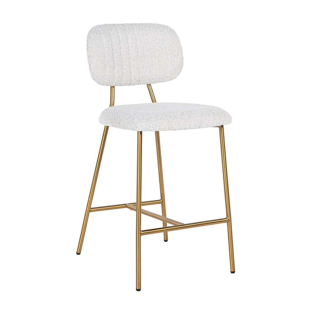 Counter stool Xenia white bouclé / brushed gold (Copenhagen 900 Bouclé White)