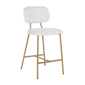 Counter stool Xenia white bouclé / brushed gold (Copenhagen 900 Bouclé White)