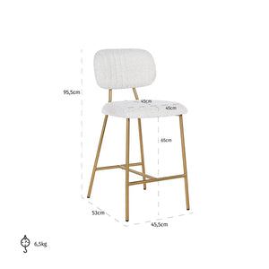 Counter Stool Xenia White Bouclé / Brushed Gold (copenhagen 900 Bouclé White)