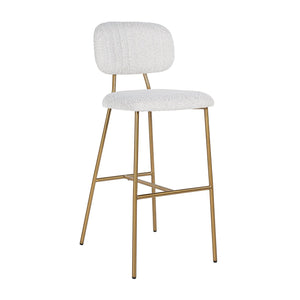 Bar stool Xenia white bouclé / brushed gold (Copenhagen 900 Bouclé White)