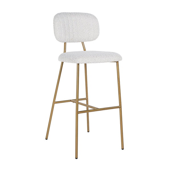 Bar stool Xenia white bouclé / brushed gold (Copenhagen 900 Bouclé White)