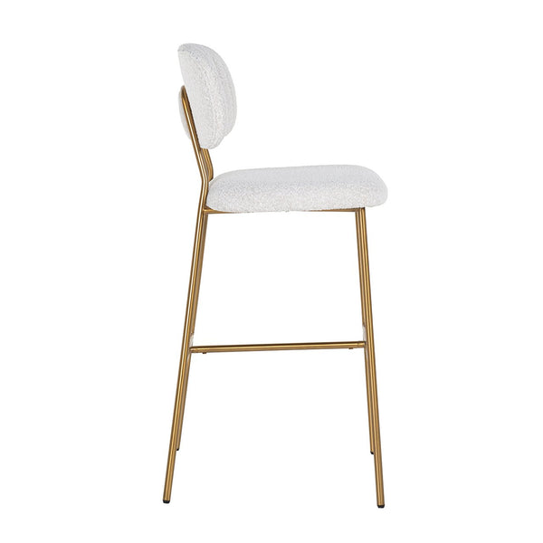 Bar Stool Xenia White Bouclé / Brushed Gold (copenhagen 900 Bouclé White)