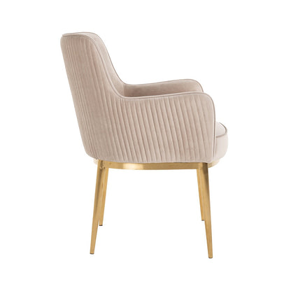 Chair Breeze khaki velvet / brushed gold fire retardant (FR-Quartz 903 Khaki)- Richmond Interiors