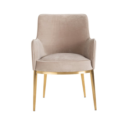 Chair Breeze khaki velvet / brushed gold fire retardant (FR-Quartz 903 Khaki)- Richmond Interiors