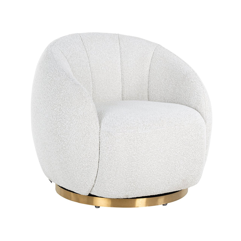 Swivel lounge chair Jago white bouclé / brushed gold (Copenhagen 900 Bouclé White)