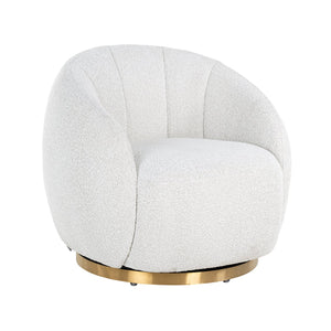 Swivel lounge chair Jago white bouclé / brushed gold (Copenhagen 900 Bouclé White)