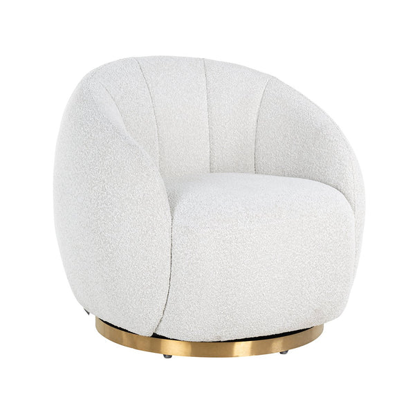 Swivel lounge chair Jago white bouclé / brushed gold (Copenhagen 900 Bouclé White)