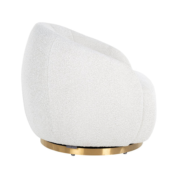Swivel Lounge Chair Jago White Bouclé / Brushed Gold (copenhagen 900 Bouclé White)