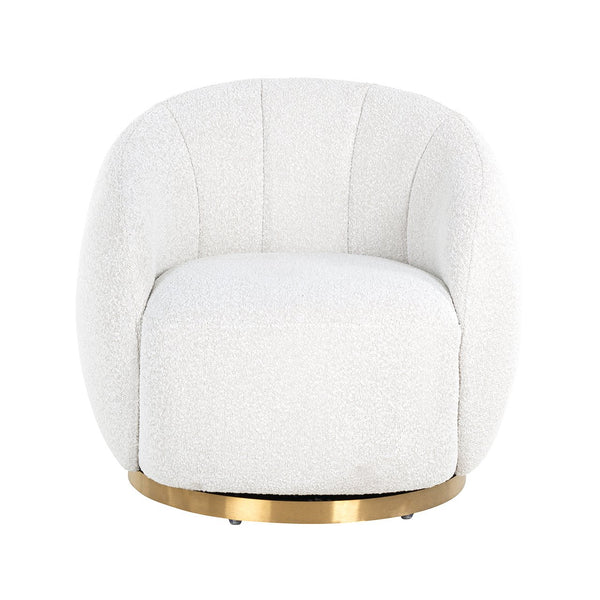 Swivel Lounge Chair Jago White Bouclé / Brushed Gold (copenhagen 900 Bouclé White)