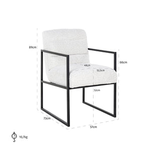 Chair Lizzy White Bouclé / Black (copenhagen 900 Bouclé White)