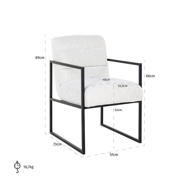 Chair Lizzy White Bouclé / Black (copenhagen 900 Bouclé White)