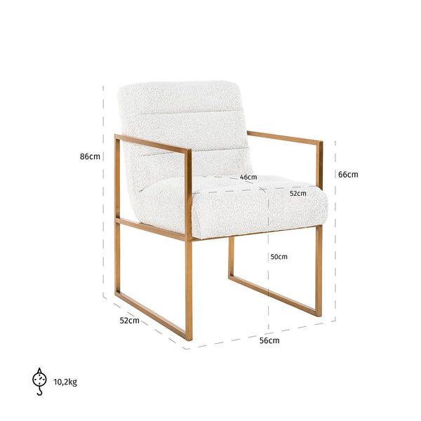 Chair Lizzy White Bouclé / Brushed Gold (copenhagen 900 Bouclé White)