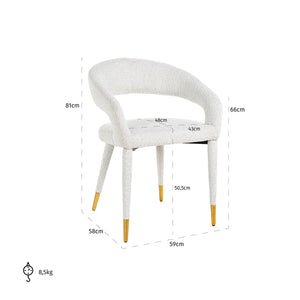 Chair Gia White Bouclé Fire Retardant (fr – Copenhagen 900 Bouclé White) – Richmond Interiors