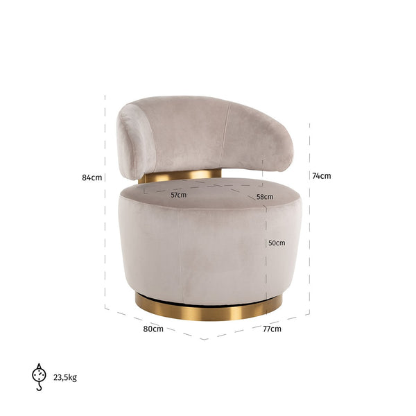 Swivel Chair Maxime Khaki Velvet (quartz Khaki 903)