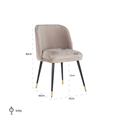 Chair Alicia khaki velvet fire retardant (FR-Quartz 903 Khaki)- Richmond Interiors