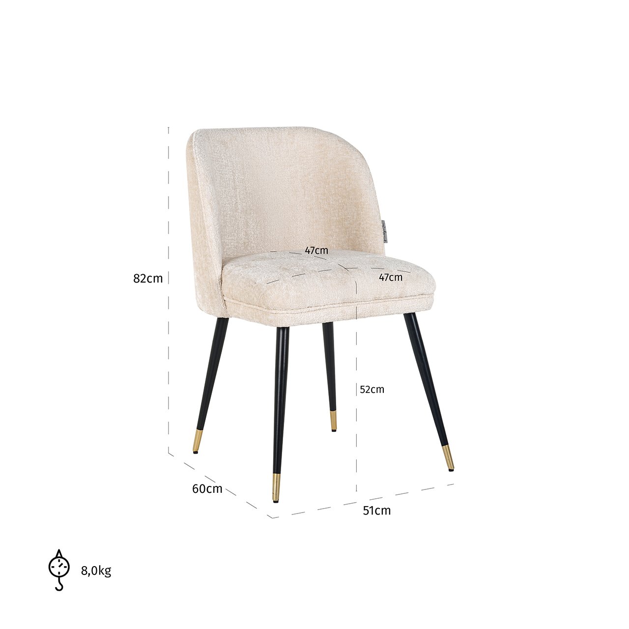 Chair Alicia white chenille fire retardant (FR-Bergen 900 white chenille)- Richmond Interiors