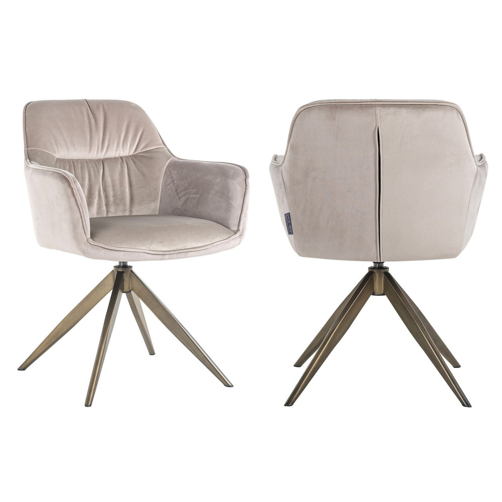 Dining chair Aline khaki velvet swivel fire retardant