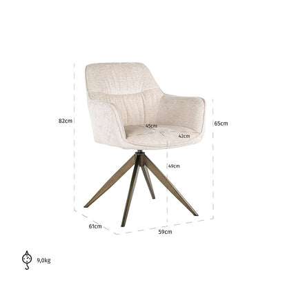 Swivel chair Aline white chenille velvet fire retardant (FR-Bergen 900 white chenille)