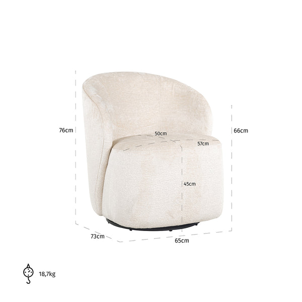 Swivel Lounge Chair Sofia White Chenille (bergen 900 White Chenille)