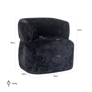 Lounge Chair Donna Black Chenille (bergen 809 Black Chenille)