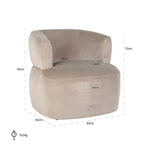 Lounge Chair Donna Khaki Velvet (quartz Khaki 903)