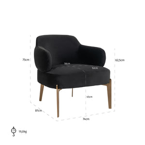Lounge Chair Venus Antraciet Velvet Fire Retardant (fr – Quartz 801 Antraciet) – Richmond Interiors