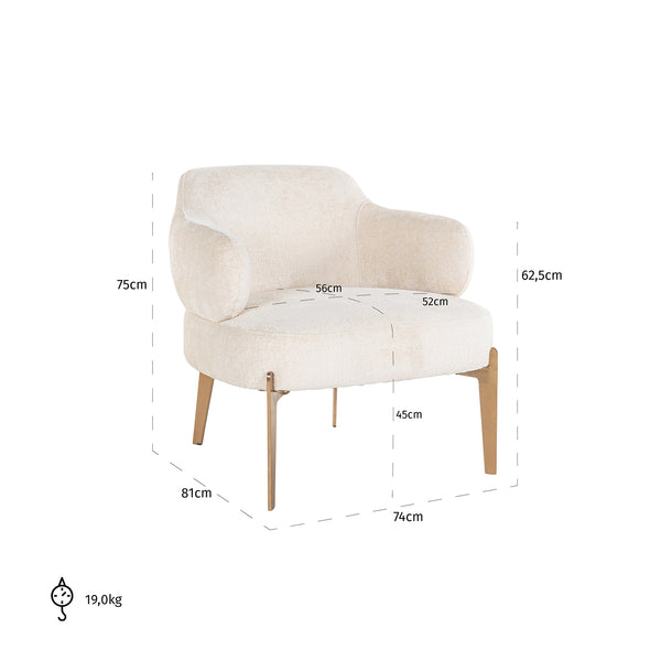 Lounge Chair Venus White Chenille (bergen 900 White Chenille)