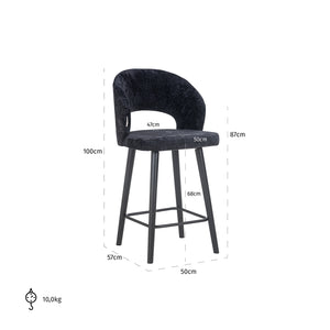 Counter Stool Savoy Black Chenille (bergen 809 Black Chenille)