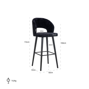 Bar Stool Savoy Black Chenille (bergen 809 Black Chenille)