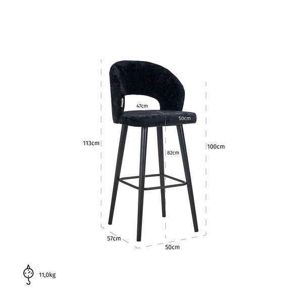 Bar Stool Savoy Black Chenille (bergen 809 Black Chenille)