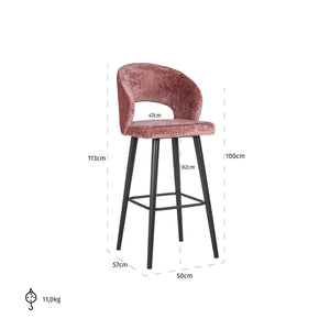 Bar Stool Savoy Rose Chenille (bergen 705 Rose Chenille)