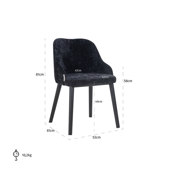 Chair Twiggy Black Chenille (bergen 809 Black Chenille)