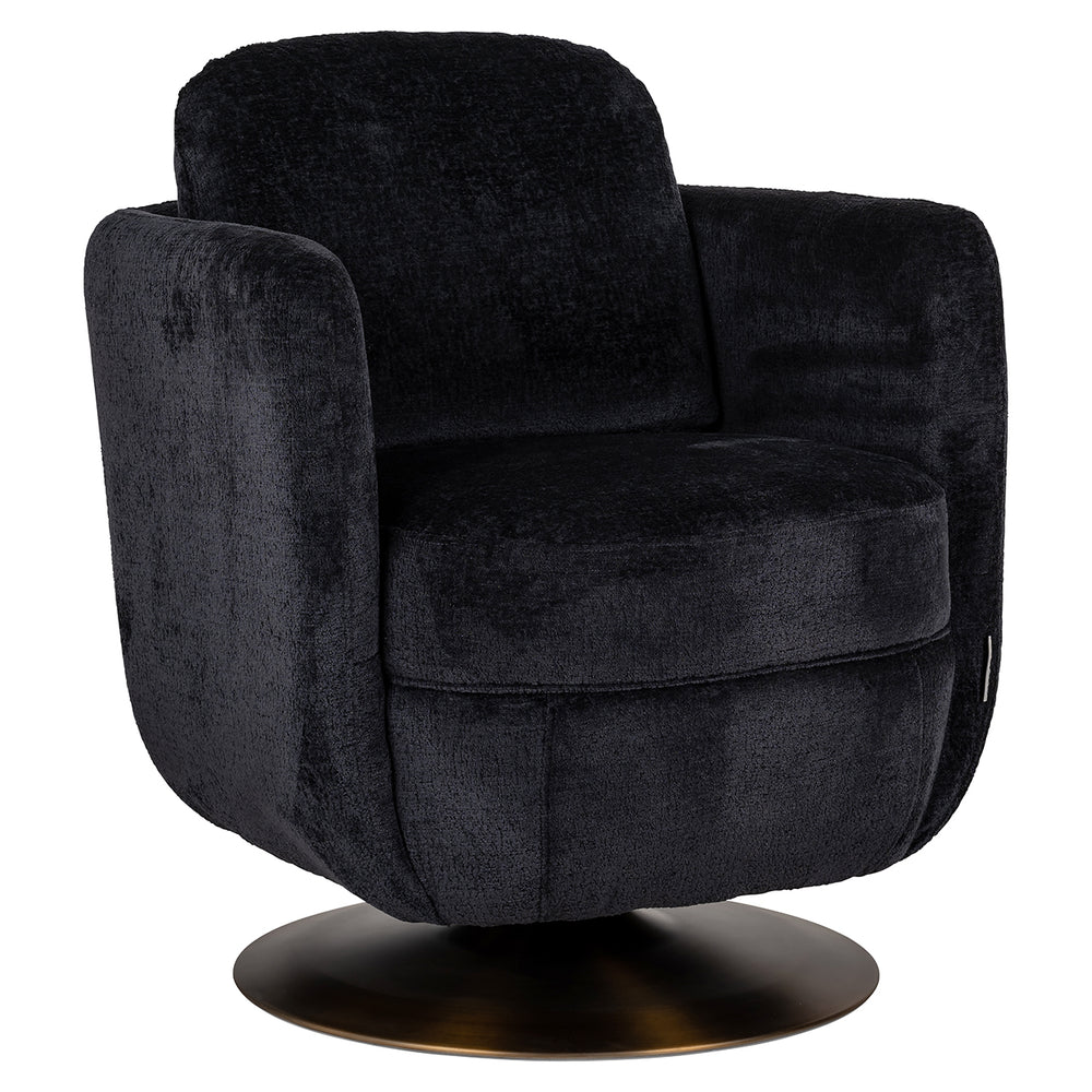 Swivel lounge chair Turner black chenille (Bergen 809 black chenille)