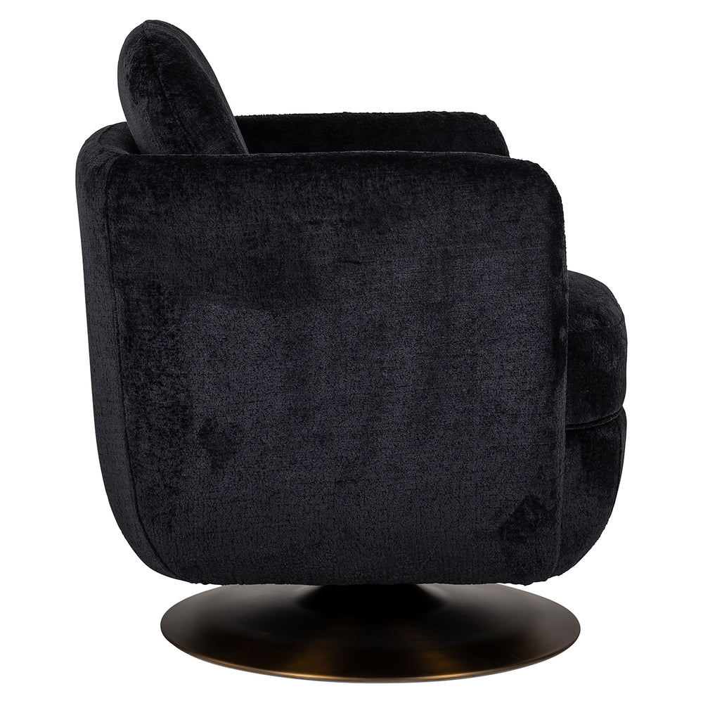 Swivel lounge chair Turner black chenille (Bergen 809 black chenille)